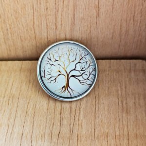 Druckknopf Lebensbaum weiß/gold